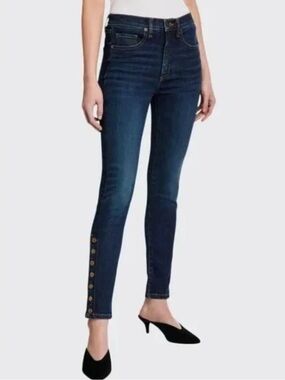Veronica Beard jeans Debbie Skinny High Rise Blue Ankle Buttons 27 / 4